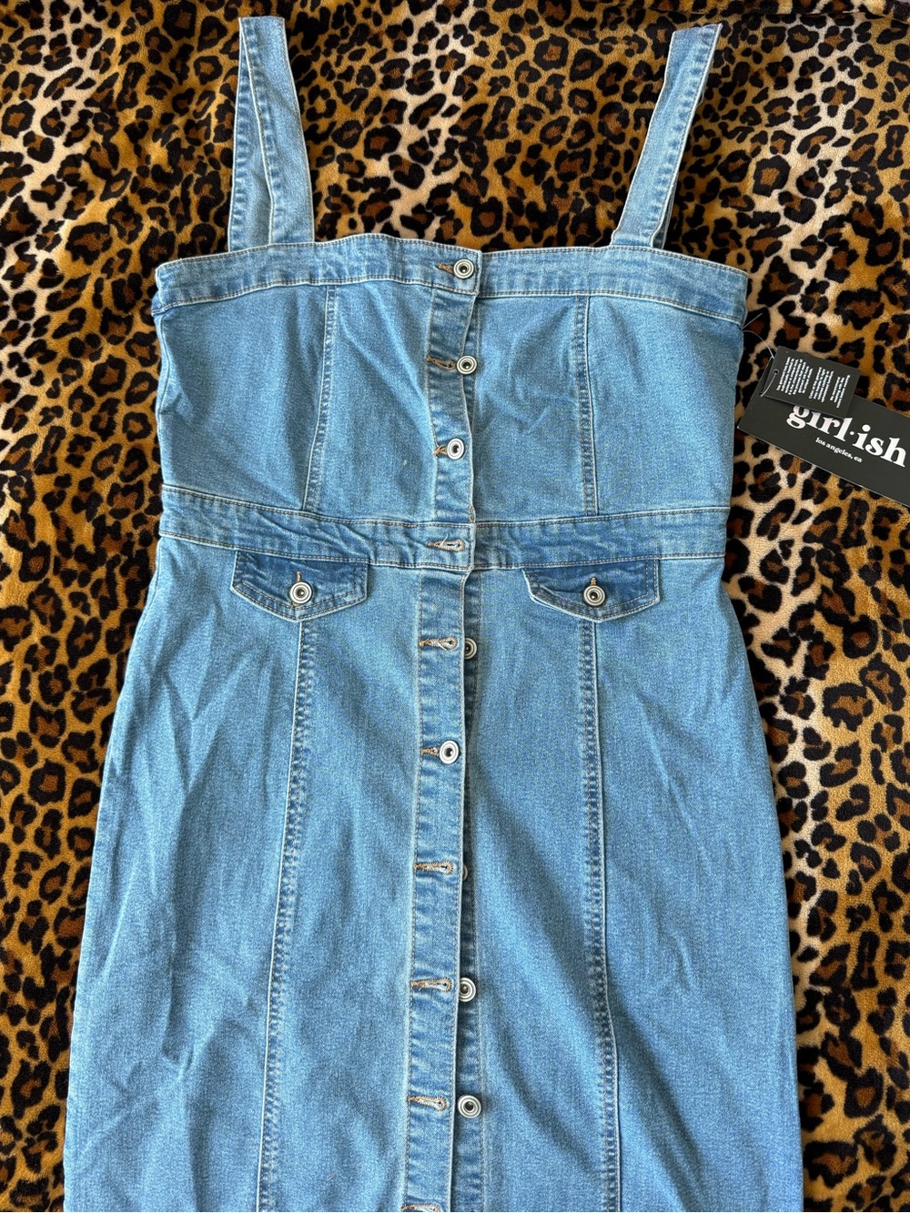 Light Wash Denim Button-Front Dress
